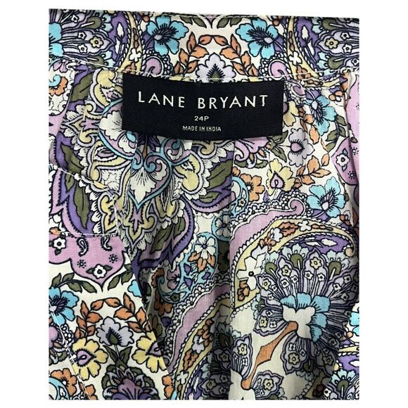Lane Bryant Dress Womens 24P Purple Midi Geometric Boho Tiered Pockets Peasant - Picture 5 of 15